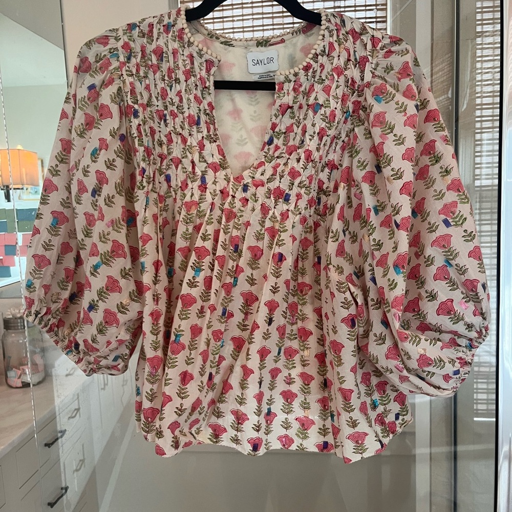 SAYLOR Floral Blouse - Pink and White